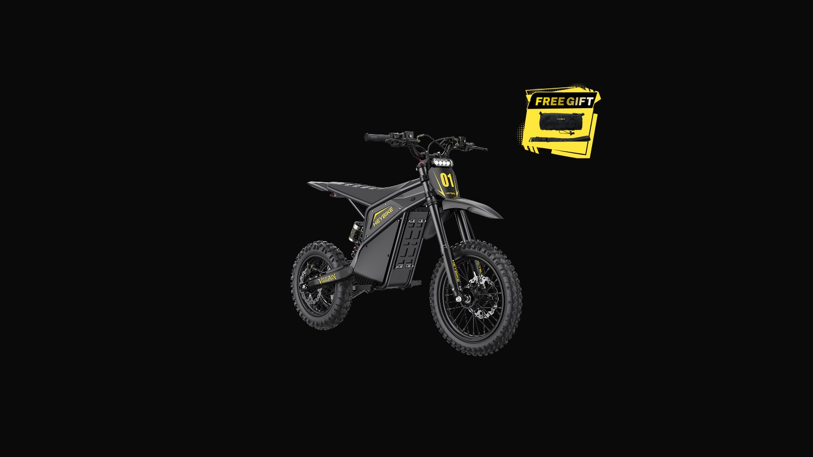 Heybike Villain mini electric dirt bike, official product photo